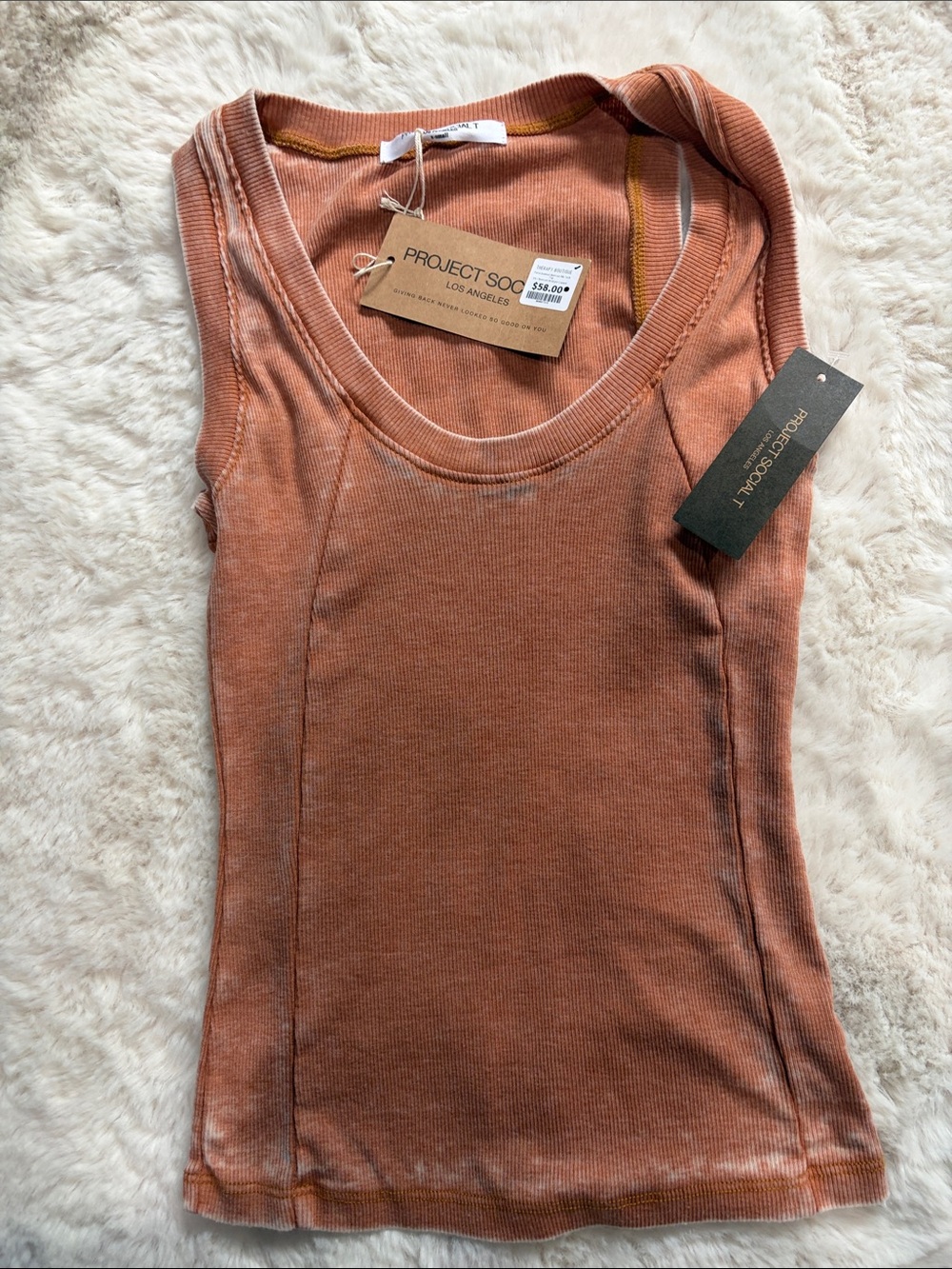 Porta Seamed Burnout Rib Tank is a fitted racerback made from soft burnout rib. - Picture 8 of 9